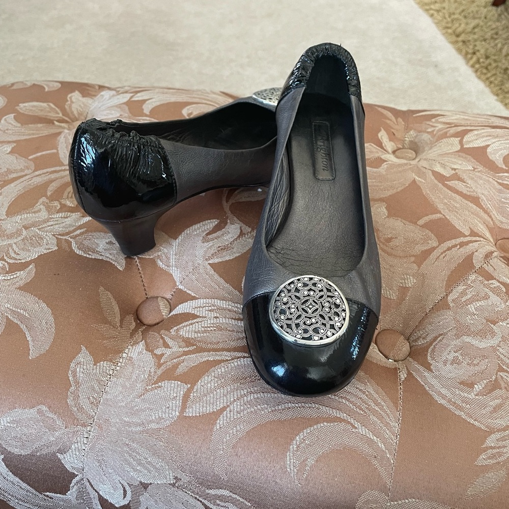 Brighton grey/black heels, 7.5B